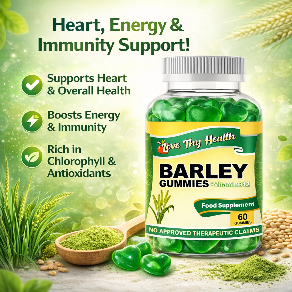Barley Gummies with Vitamin B12 – Immune & Energy Support Food Supplement (60 Gummies)
